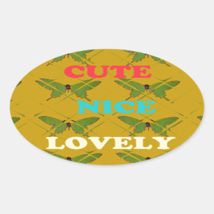 Farbenfrohe Schmetterlingsdekoration: Niedlich, sc Ovaler Aufkleber