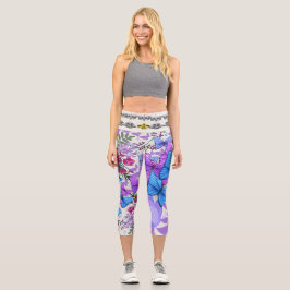 Farbenfrohe Schmetterlingsdrucke Leggings stilvoll