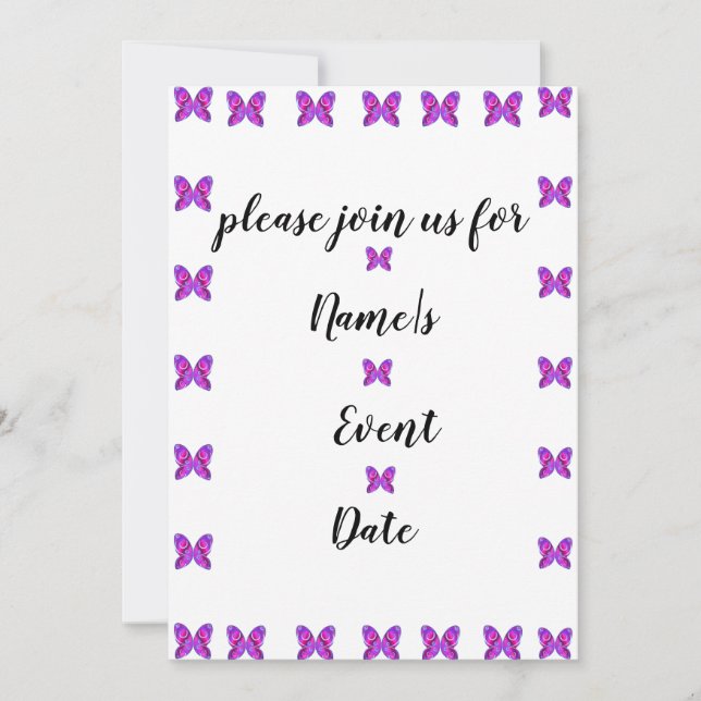 Farbenfrohe Schmetterlingsfliege Party JEDE VERANS Einladung (Vorderseite)