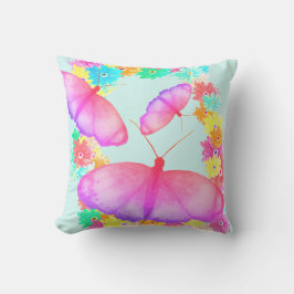 Farbenfrohe Schmetterlingsflora-Traum Kissen