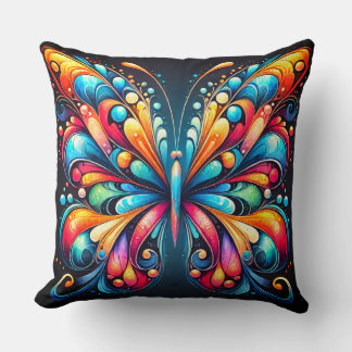 Farbenfrohe Schmetterlingskunst | Vibrant Nature I Kissen