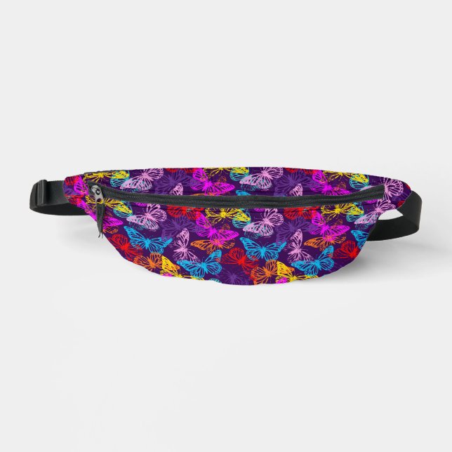 Farbenfrohe Schmetterlingsmuster Bauchtasche (Vorderseite)
