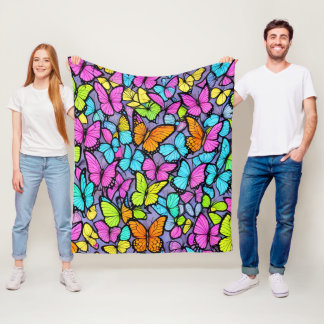 Farbenfrohe Schmetterlingsmuster Fleecedecke