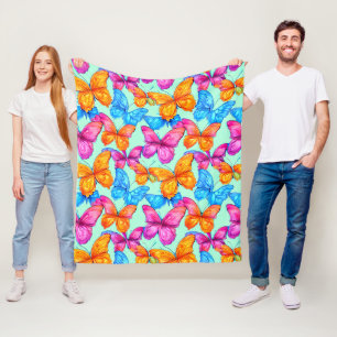 Farbenfrohe Schmetterlingsmuster Fleecedecke