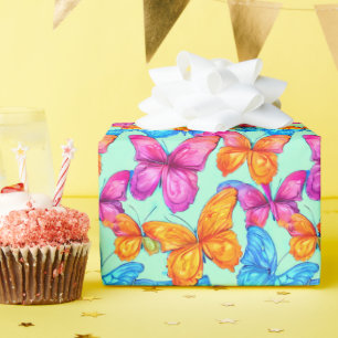 Farbenfrohe Schmetterlingsmuster Geschenkpapier