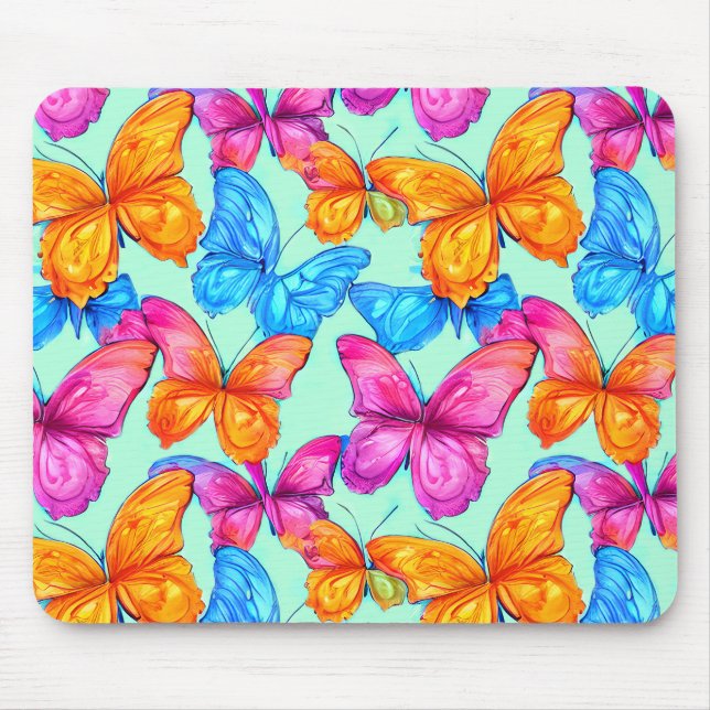 Farbenfrohe Schmetterlingsmuster Mousepad (Vorne)