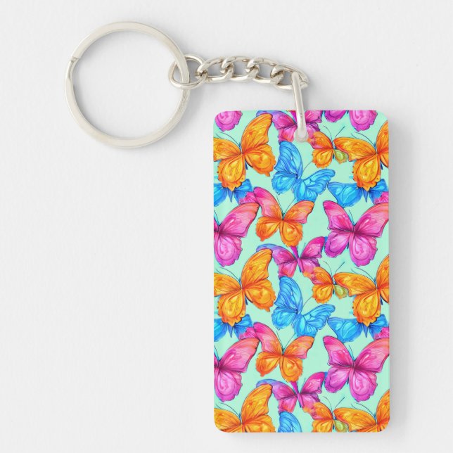 Farbenfrohe Schmetterlingsmuster Schlüsselanhänger (Vorderseite)