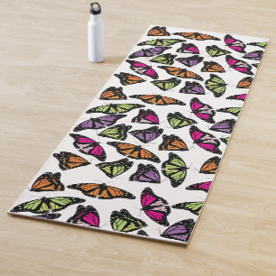 Farbenfrohe Schmetterlingsmuster Yogamatte