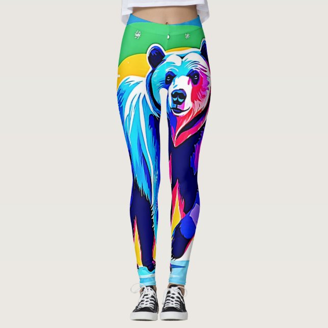 Farbenfrohe Schneebar Kunst Leggings (Vorderseite)