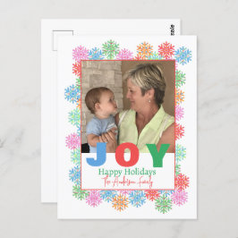 Farbenfrohe Schneeflocke Foto Holiday PostCard Postkarte