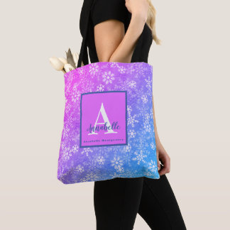 Farbenfrohe Schneeflocke Rosa Lila Blue Monogram N