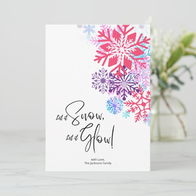 Farbenfrohe Schneeflocke Weihnachtskarte Einladung (Stehend Vorderseite)