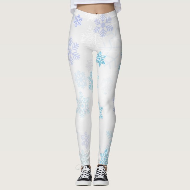 Farbenfrohe Schneeflocken auf Weiß Leggings (Vorderseite)