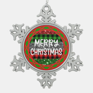 Farbenfrohe Schneeflocken - Foto Personalisiert! Zinn-Ornament