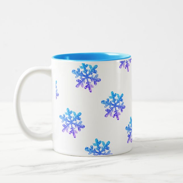 Farbenfrohe Schneeflocken Geschenk Tasse (Links)