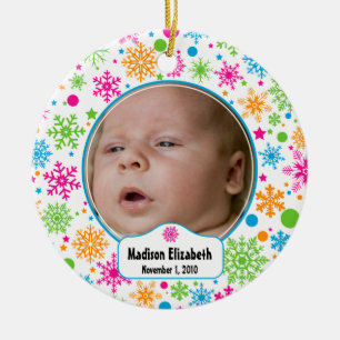 Farbenfrohe Schneeflocken Keramikornament