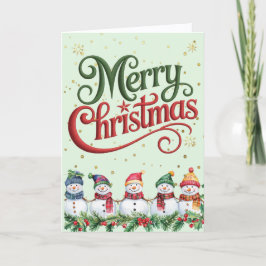 Farbenfrohe Schneemänner Feiertagskarte