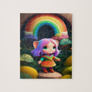 Farbenfrohe, schöne kleine Niedliche Elf Girl Puzzle