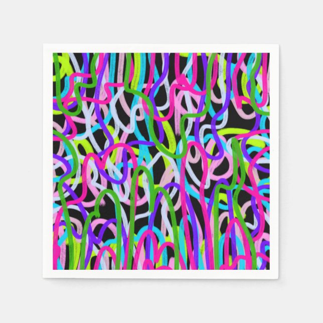 Farbenfrohe Schriftzeichen Serviette (Vorderseite)