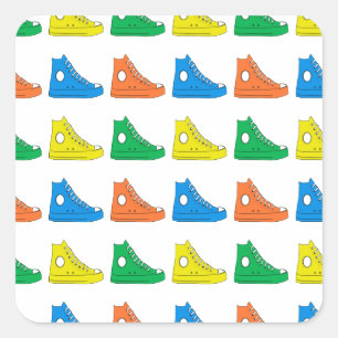 Farbenfrohe Schuhe Quadratischer Aufkleber