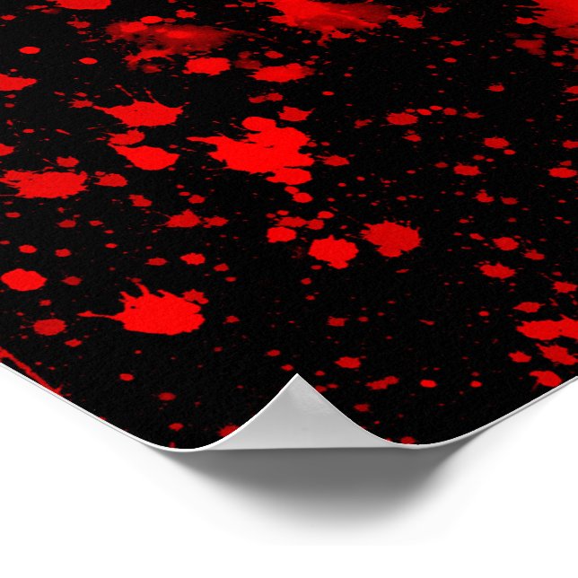 Farbenfrohe Schwarz Rot Paint Spritzer Künstlerisc Poster (Ecke)