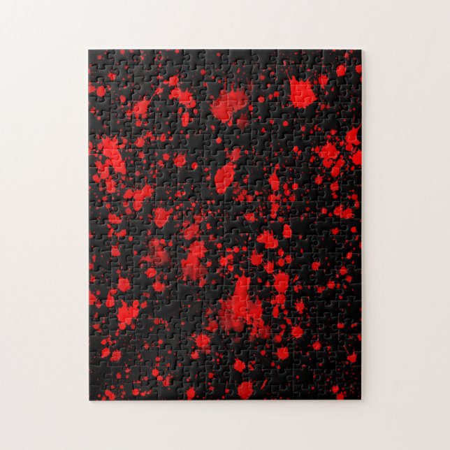 Farbenfrohe Schwarz Rot Paint Spritzer Künstlerisc Puzzle (Vertikal)