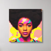 Farbenfrohe Schwarze Frau Afro Pop Kunst
