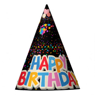 farbenfrohe schwarze Geburtstagsfeier Partyhütchen