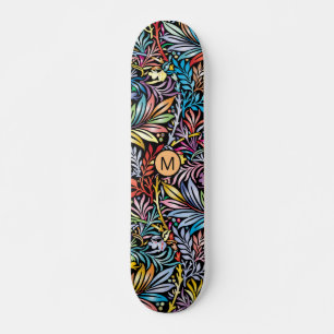 Farbenfrohe schwarze Schwarz-Monogramm-Skateboard Skateboard