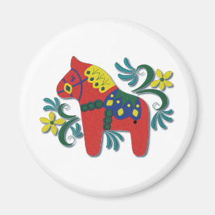 Farbenfrohe schwedische Dala Horse Magnet
