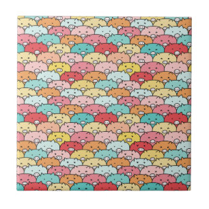 Farbenfrohe Schweine Funny und Niedliches Muster Fliese