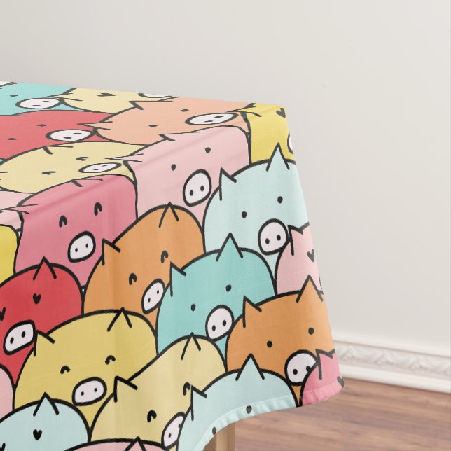 Farbenfrohe Schweine Funny und Niedliches Muster Tischdecke (Beispiel)