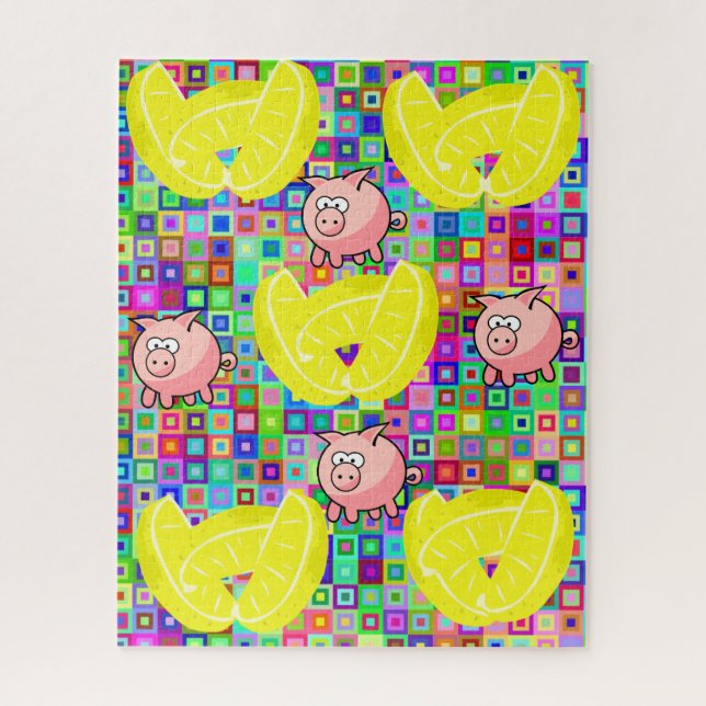 Farbenfrohe Schweine-Lemmas-Puzzles Puzzle (Vertikal)