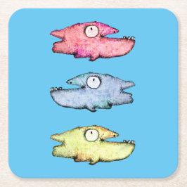 Farbenfrohe Schwimmfische Rechteckiger Pappuntersetzer