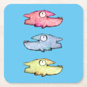 Farbenfrohe Schwimmfische Rechteckiger Pappuntersetzer