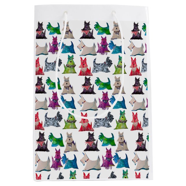 Farbenfrohe Scotties Mittlere Geschenktüte (Vorderseite)
