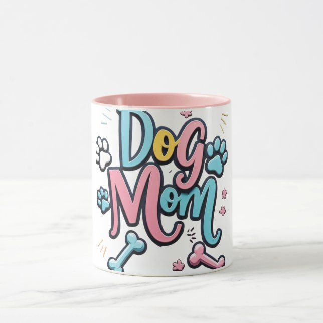 Farbenfrohe Script Dog Mama Paws Mütter Day Tasse (Zentrum)