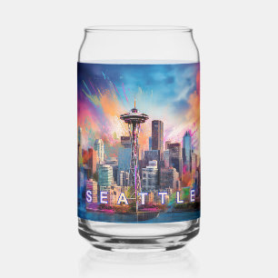 Farbenfrohe Seattle Skyline Dosenglas