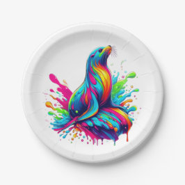 Farbenfrohe Seelenspalte Pappteller