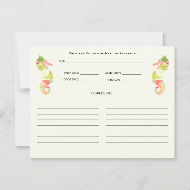 Farbenfrohe Seepferd Ozean Familien Rezeptionskart (Vorderseite)