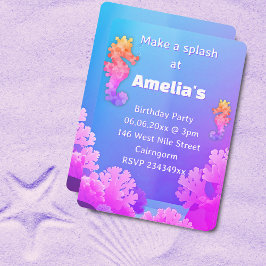 Farbenfrohe Seepferd-Party Einladung