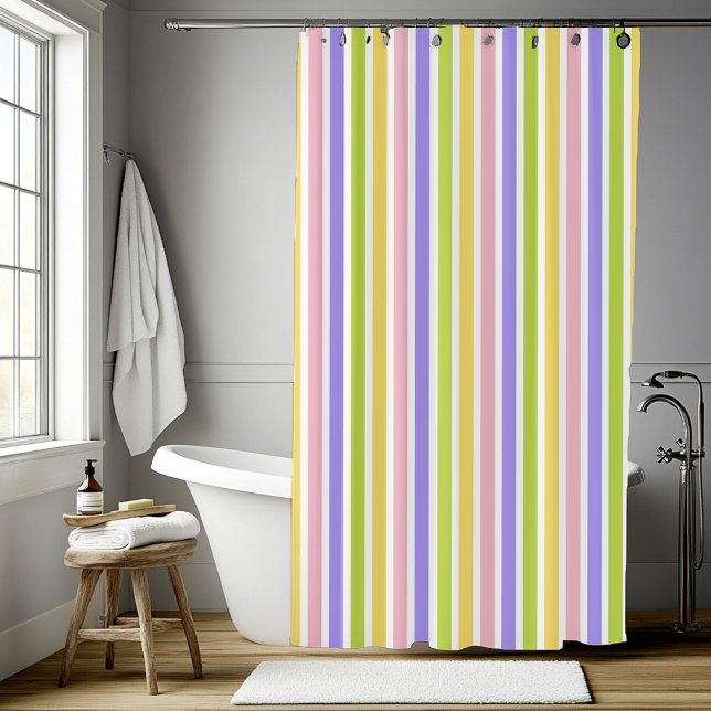 Farbenfrohe senkrechte Federleiste Duschvorhang (Colorful Spring Vertical Stripe Shower Curtain)