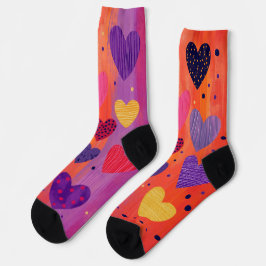 Farbenfrohe senkrechte Herzen mit Punkten und Stre Socken