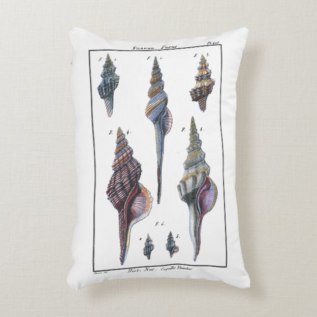 Farbenfrohe Seven Seashells Dekokissen (Vorderseite(Vertikal))