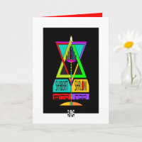 Farbenfrohe Shabbat Shalom Menorah in Magen David
