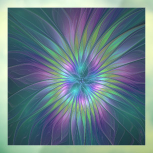 Farbenfrohe Shiny Fantasy Blume Abstraktes Fraktal Fensteraufkleber