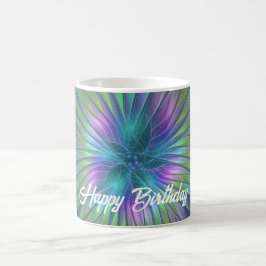 Farbenfrohe Shiny Fantasy Blume Abstraktes Fraktal Kaffeetasse