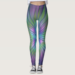 Farbenfrohe Shiny Fantasy Blume Abstraktes Fraktal Leggings