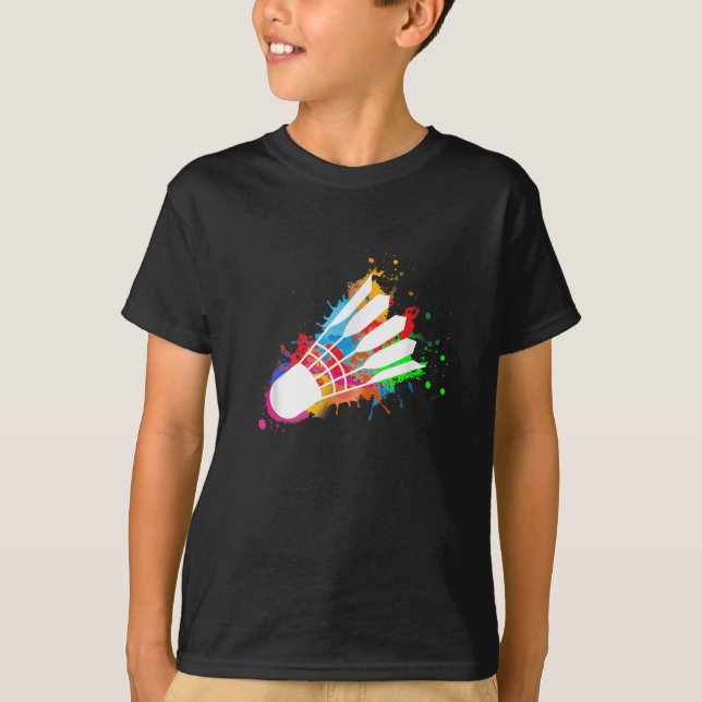 Farbenfrohe Shuttle Badminton T-Shirt (Vorderseite)