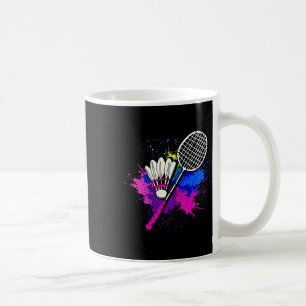 Farbenfrohe Shuttle Racket Badminton Player Kaffeetasse